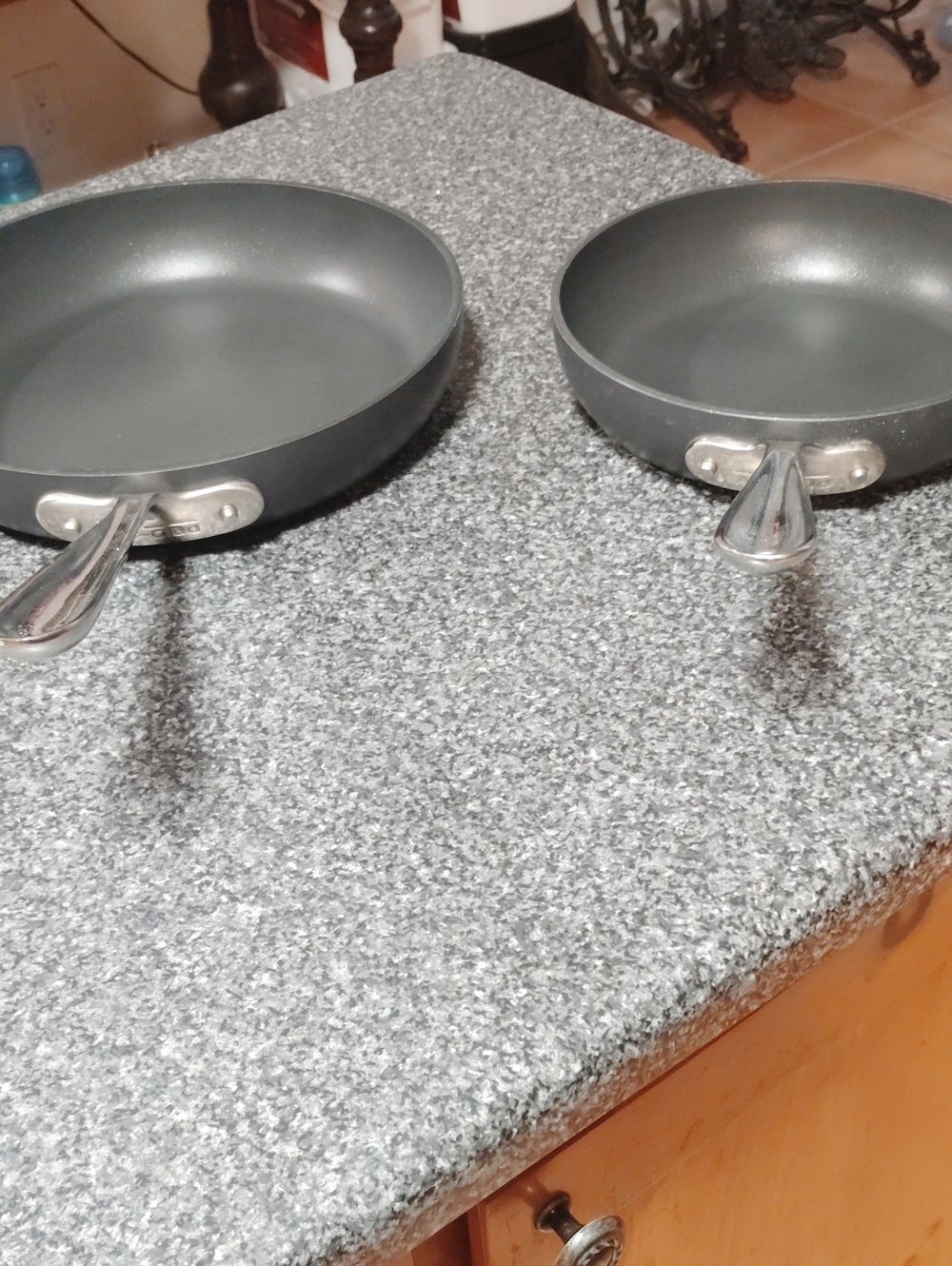 All Clad Black Nonstick Frying Pans with Stainless Handles - Set of 2